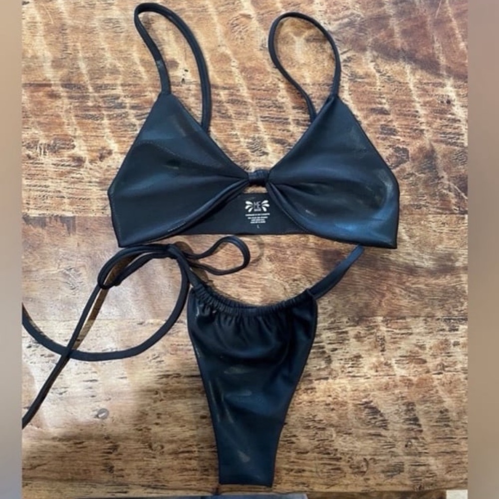 Black Camouflage Sexy As Hell Bombshell Adjustable Thong Bikini Bottoms Set